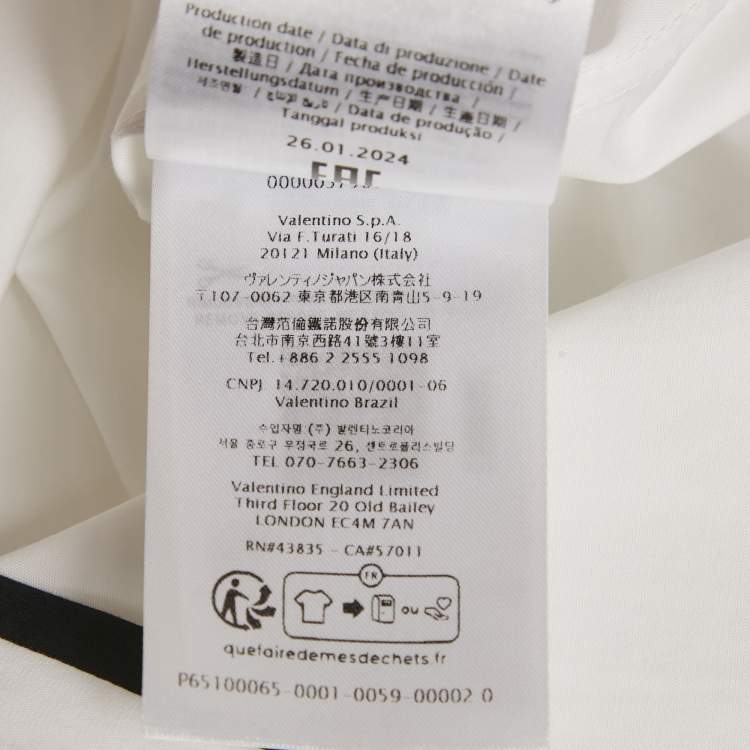 Pre Owned Valentino White Poplin V Detail Pocket Vacation Shirt M