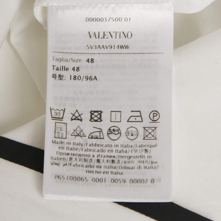 Pre Owned Valentino White Poplin V Detail Pocket Vacation Shirt M