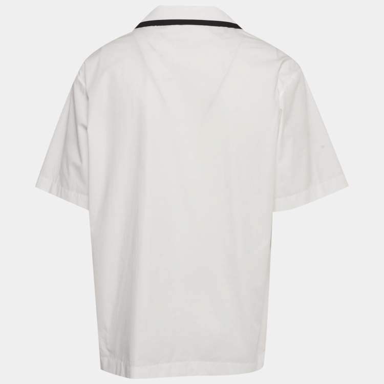 Pre Owned Valentino White Poplin V Detail Pocket Vacation Shirt M