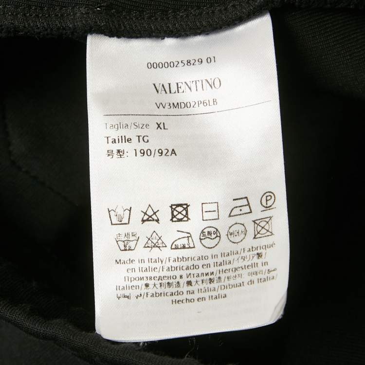 Pre Owned Valentino Black Logo Applique Cotton Shorts XL