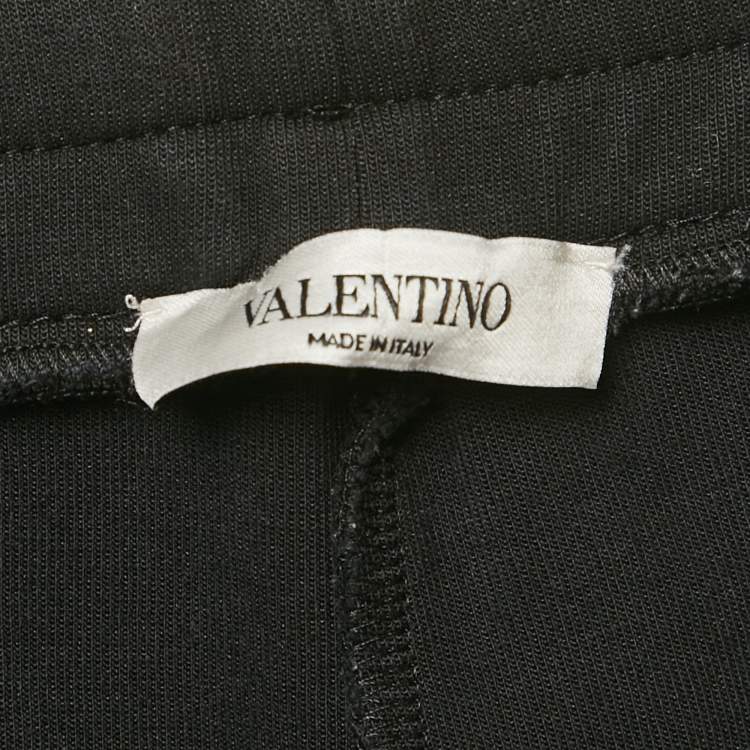 Pre Owned Valentino Black Logo Applique Cotton Shorts XL