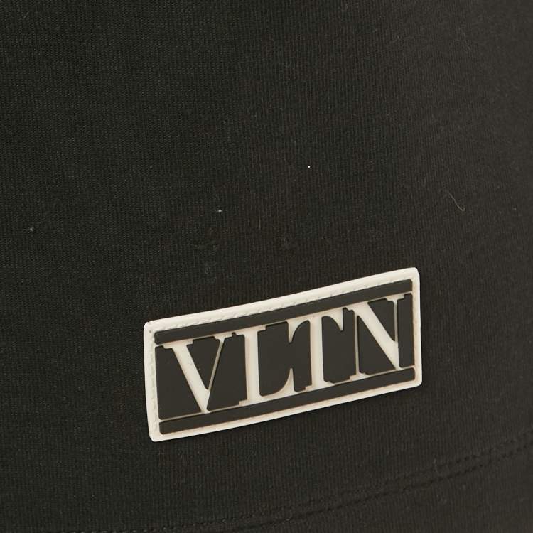 Pre Owned Valentino Black Logo Applique Cotton Shorts XL
