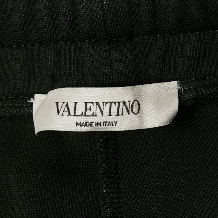 مملوكة مسبقًا Valentino Black Logo Applique Cotton Shorts XL