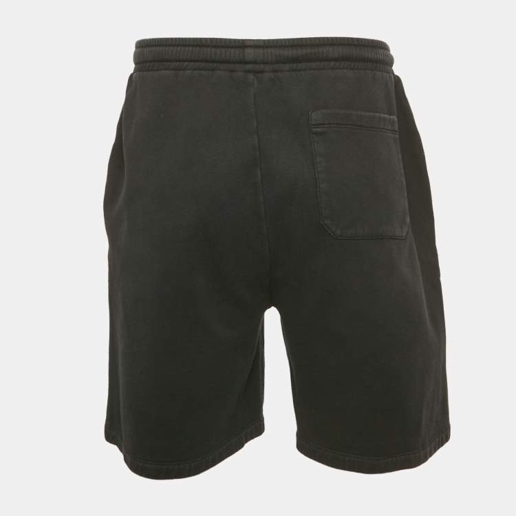 Pre Owned Valentino Black Logo Print Cotton Shorts L