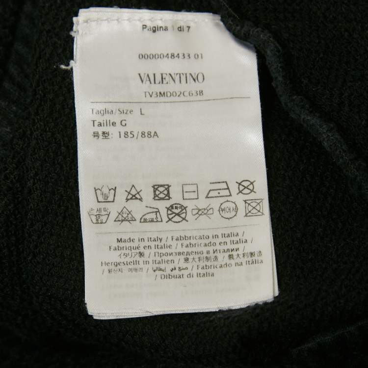 Pre Owned Valentino Black Logo Print Cotton Shorts L