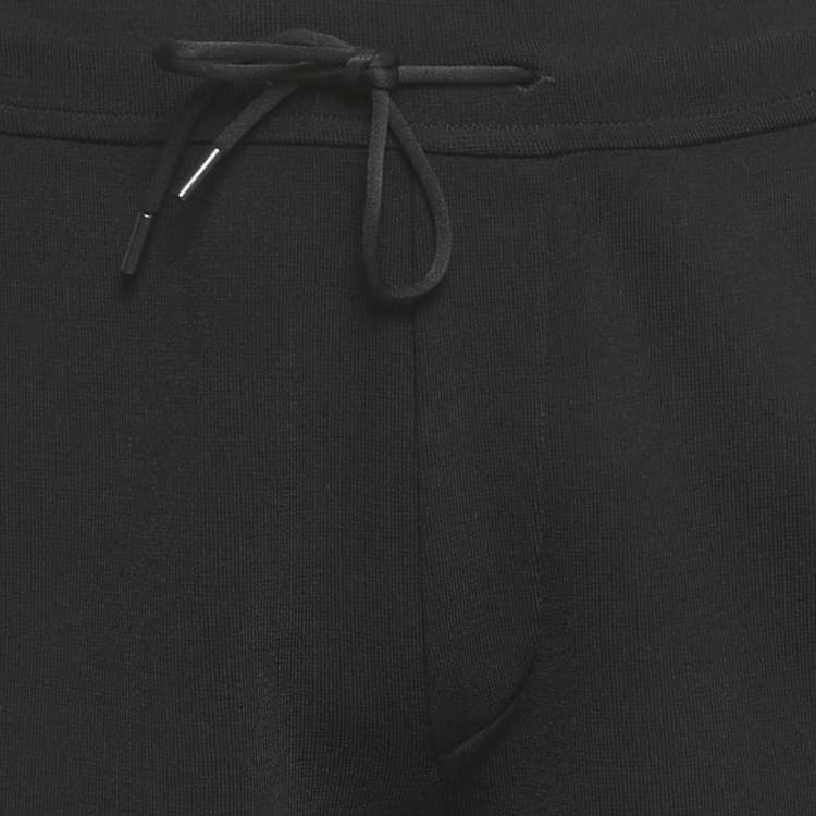 Pre Owned Valentino Black Logo Intarsia Knit Drawstring Shorts S