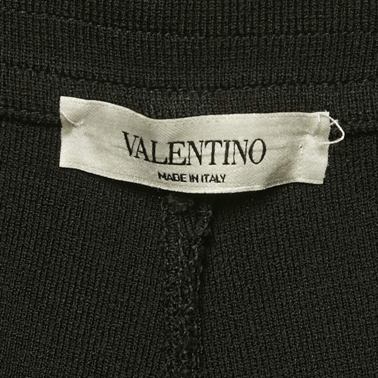 Pre Owned Valentino Black Logo Intarsia Knit Drawstring Shorts S