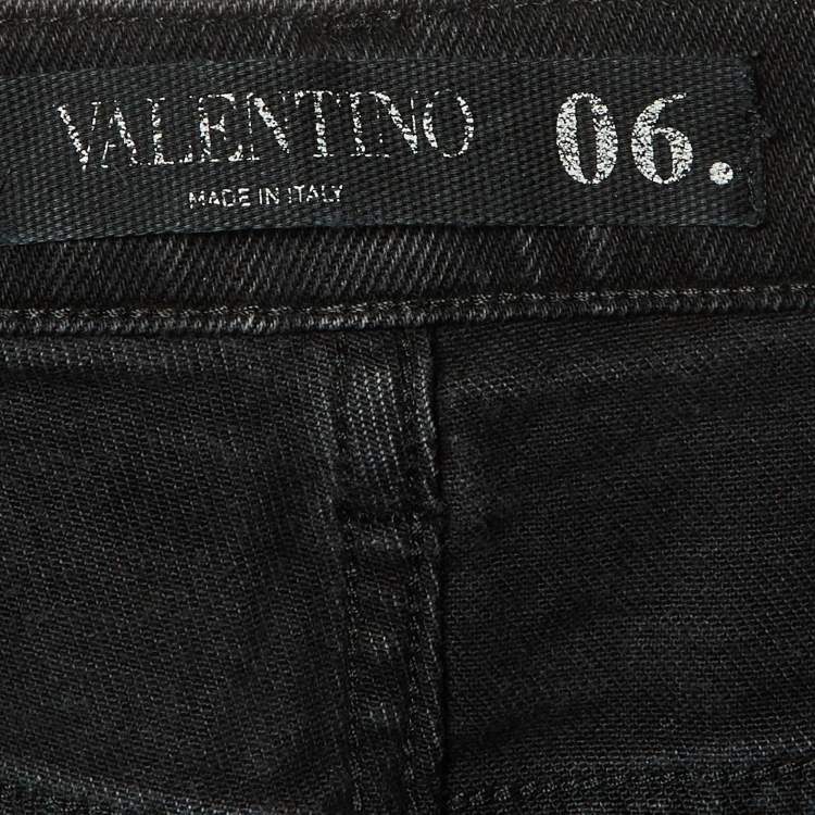 Pre Owned Valentino Black Rock Stud Denim Skinny Fit Jeans XL Waist 37" 