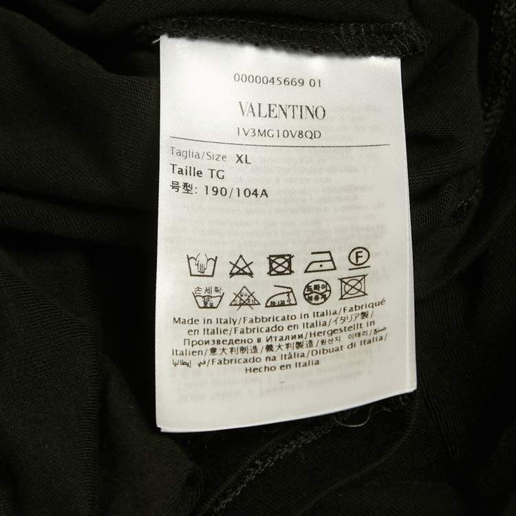 Pre Owned Valentino Black Rockstud Jersey Short Sleeve T-Shirt XL