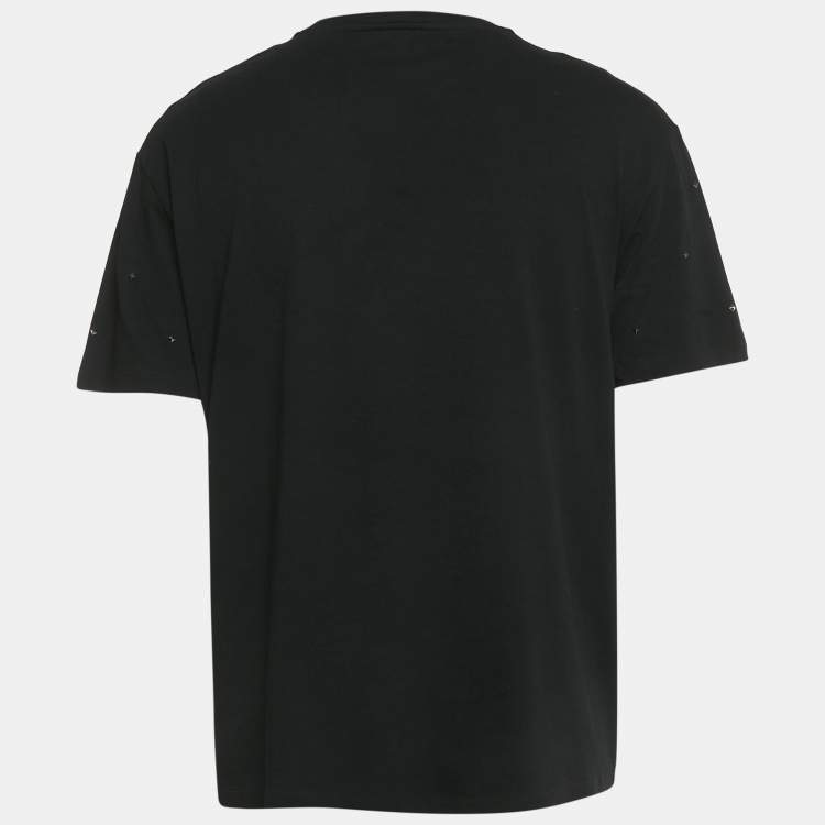 Pre Owned Valentino Black Rockstud Jersey Short Sleeve T-Shirt XL
