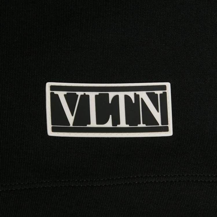Pre Owned Valentino Black Cotton Blend Logo Applique Shorts XL