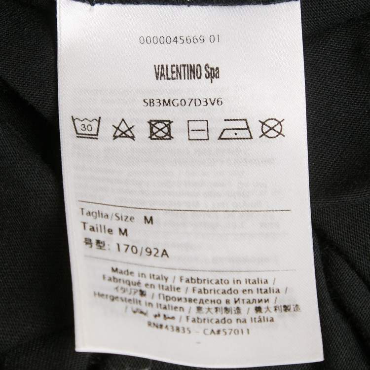 Pre Owned Valentino Black Logo Print Cotton T-Shirt M