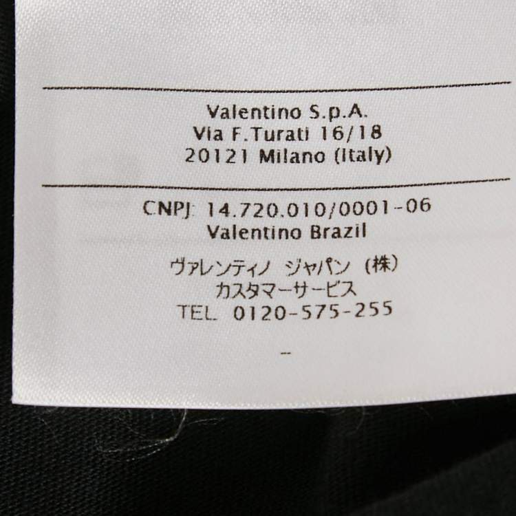 Pre Owned Valentino Black Logo Print Cotton T-Shirt M