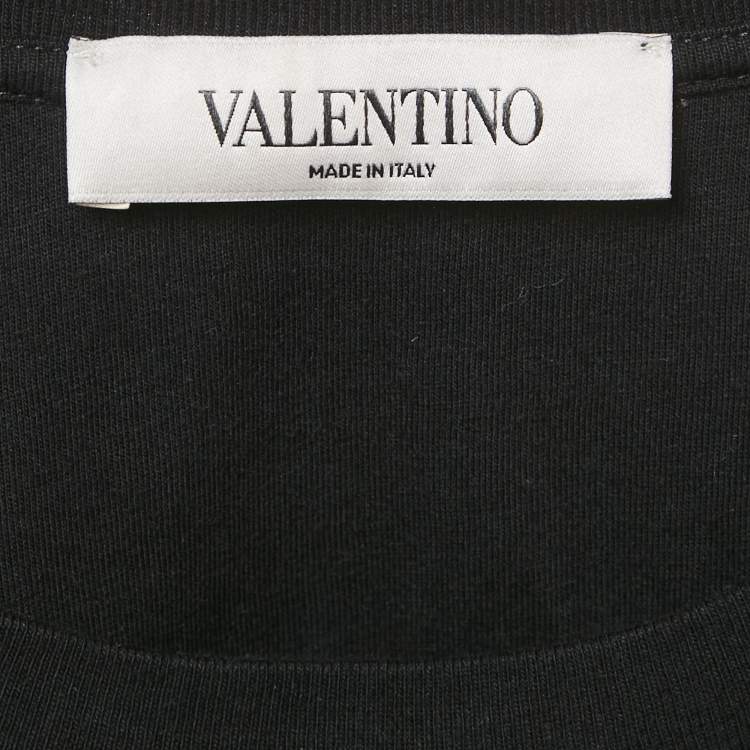 Pre Owned Valentino Black Logo Print Cotton T-Shirt M
