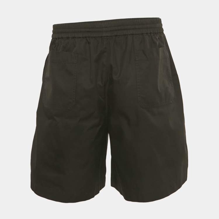 Pre Owned Valentino Black Logo Embroidered Cotton Shorts L