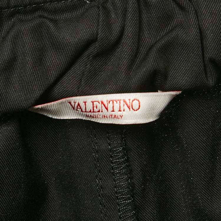 Pre Owned Valentino Black Logo Embroidered Cotton Shorts L