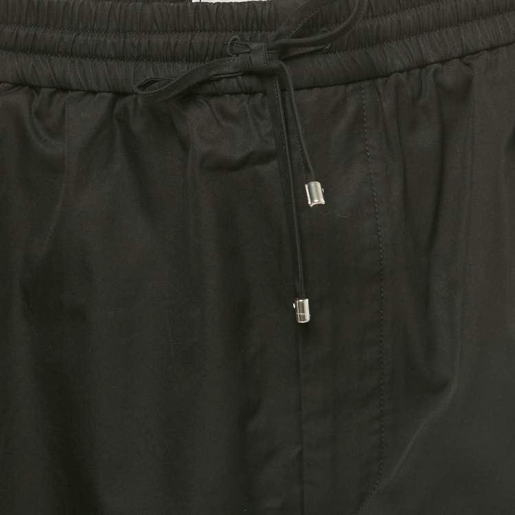 Pre Owned Valentino Black Logo Embroidered Cotton Shorts L