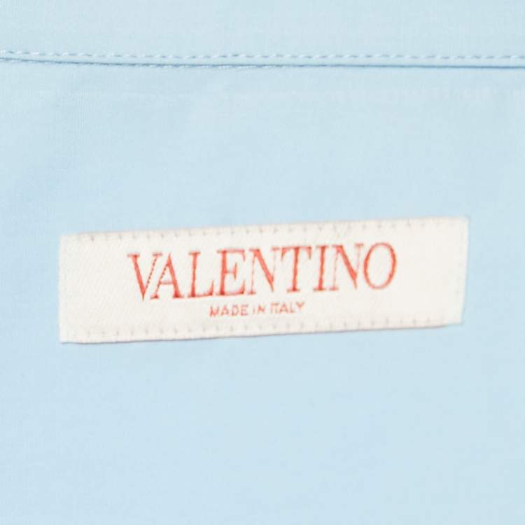 Pre Owned Valentino Blue Rockstead Embellished Cotton Shirt XL