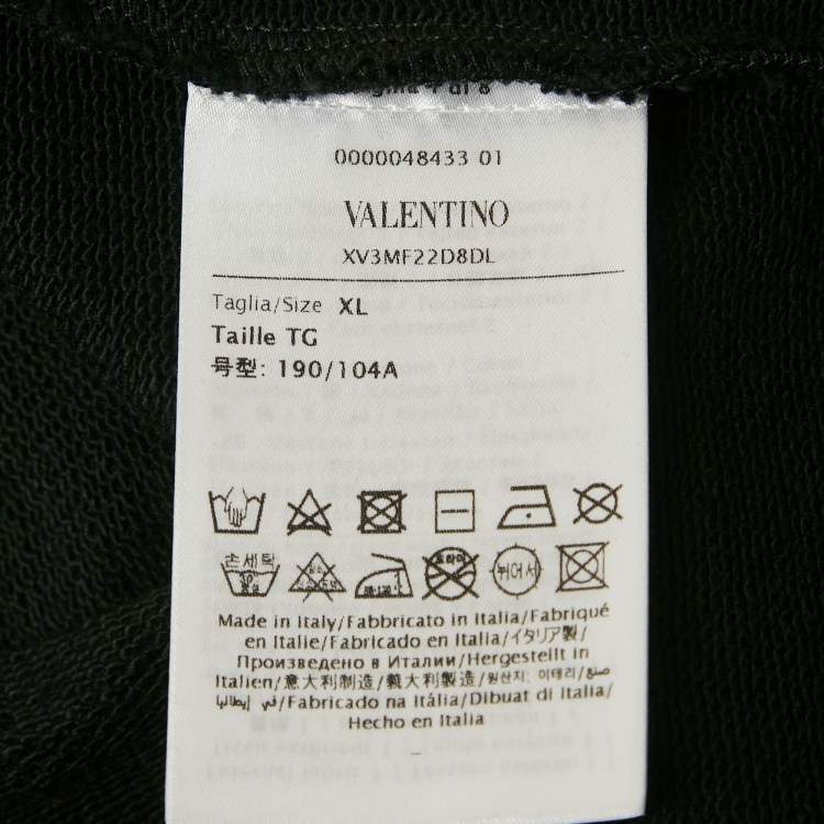 Pre Owned Valentino Black Logo Print Cotton Hooded Sweatshirt XL 