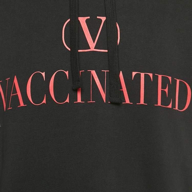 Pre Owned Valentino Black Logo Print Cotton Hooded Sweatshirt XL 