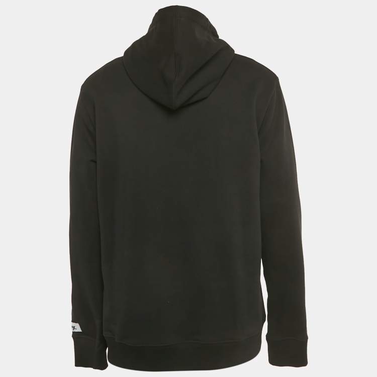 Pre Owned Valentino Black Logo Print Cotton Hooded Sweatshirt XL 