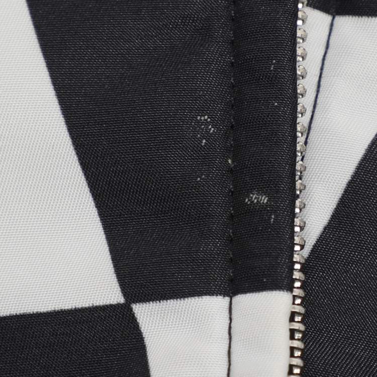 Pre Owned Valentino Black/White Monochrome Nylon V Logo Hoodie Jacket S