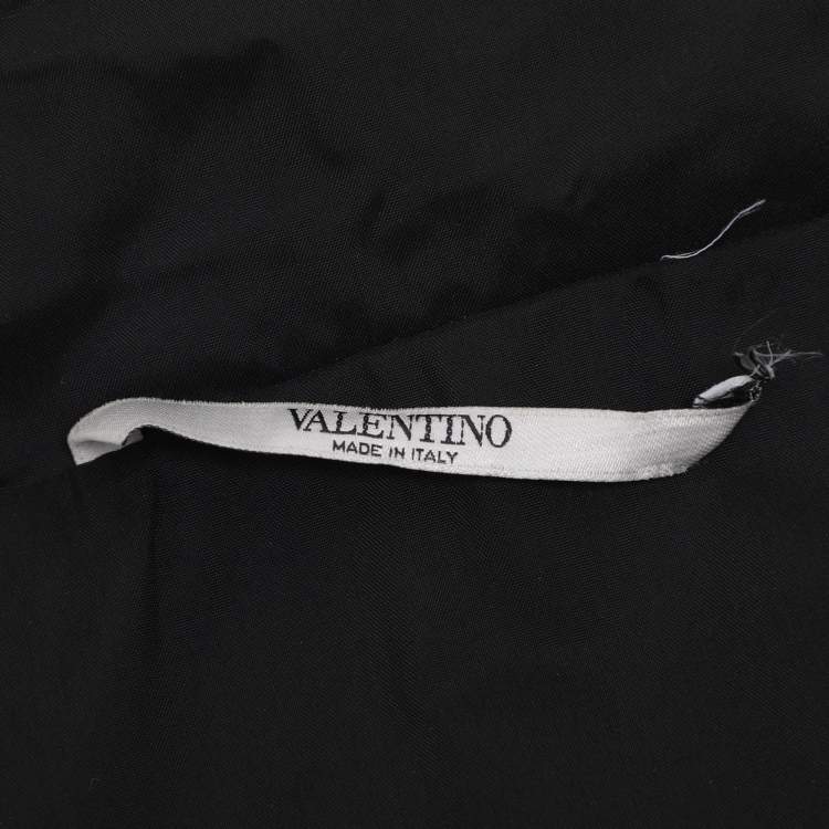 Pre Owned Valentino Black/White Monochrome Nylon V Logo Hoodie Jacket S