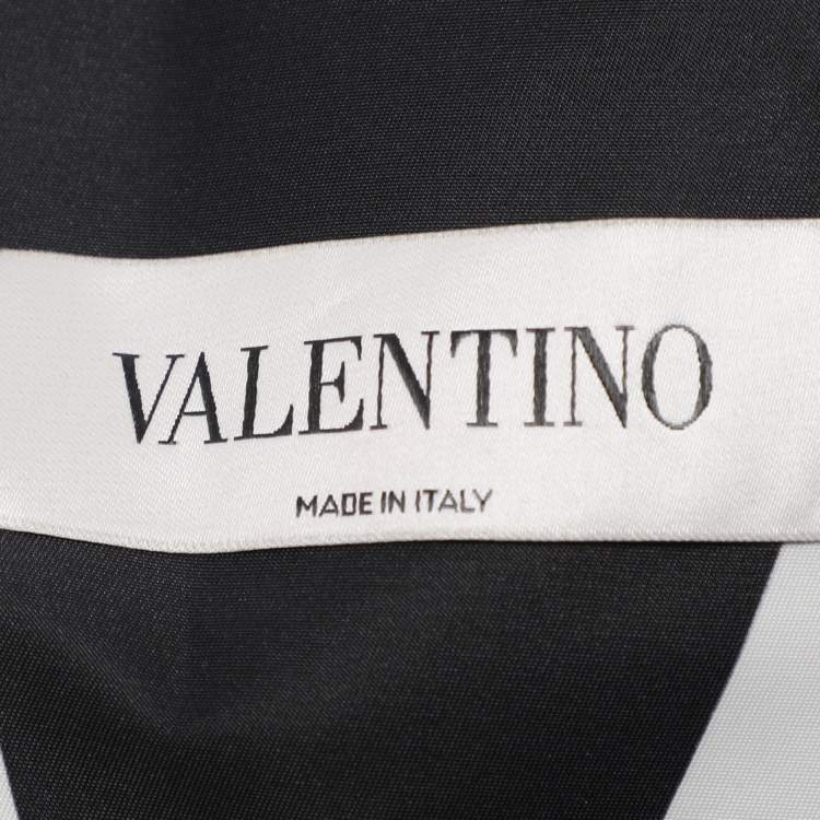 Pre Owned Valentino Black/White Monochrome Nylon V Logo Hoodie Jacket S