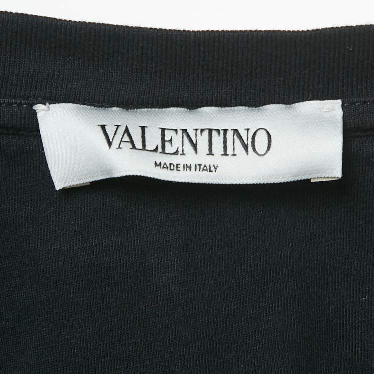 مملوكة مسبقًا Valentino Black Logo Print Cotton T-Shirt XL 