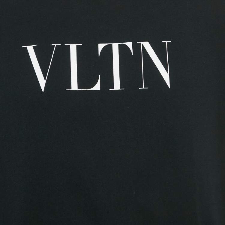 مملوكة مسبقًا Valentino Black Logo Print Cotton T-Shirt XL 