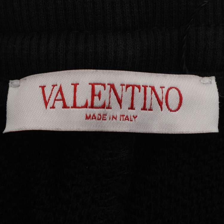 Pre Owned Valentino Black Cotton Logo Short S