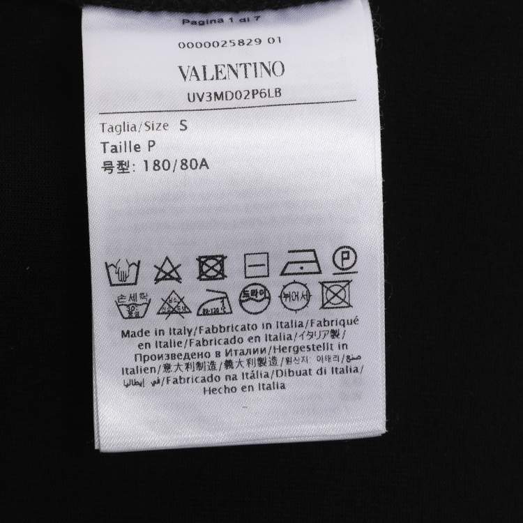 Pre Owned Valentino Black Logo Applique Cotton Shorts S