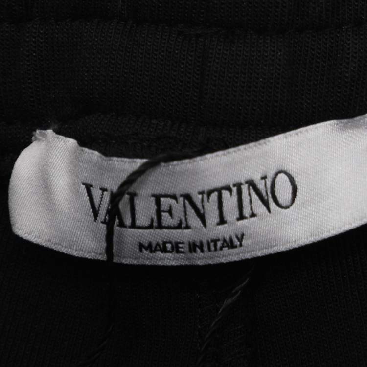Pre Owned Valentino Black Logo Applique Cotton Shorts S