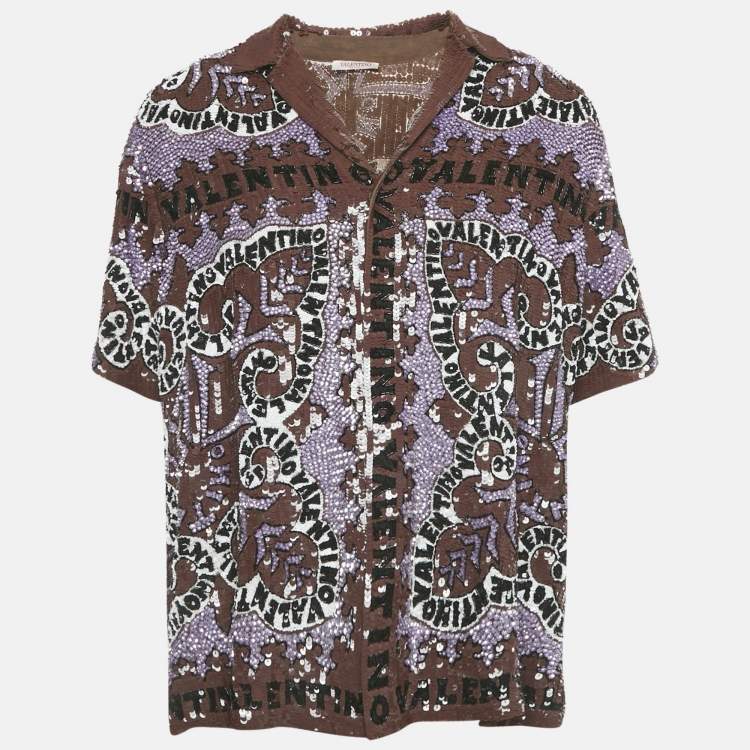 Pre Owned Valentino Multicolor Sequin Shirt M