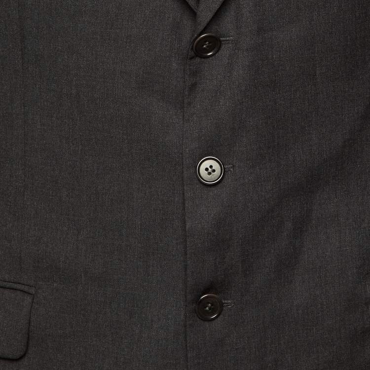 Pre Owned Valentino Grey Wool Single Breasted Blazer XL 