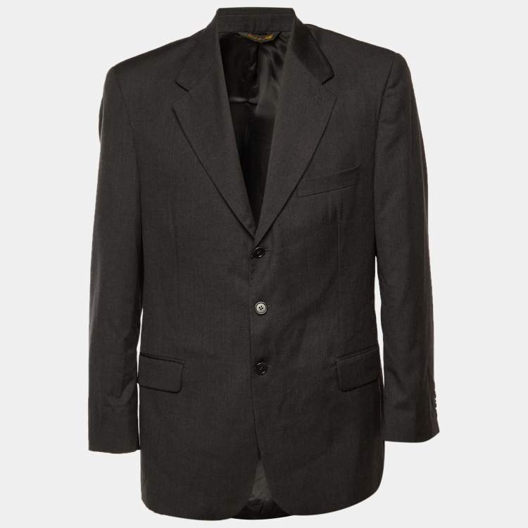 Pre Owned Valentino Grey Wool Single Breasted Blazer XL 