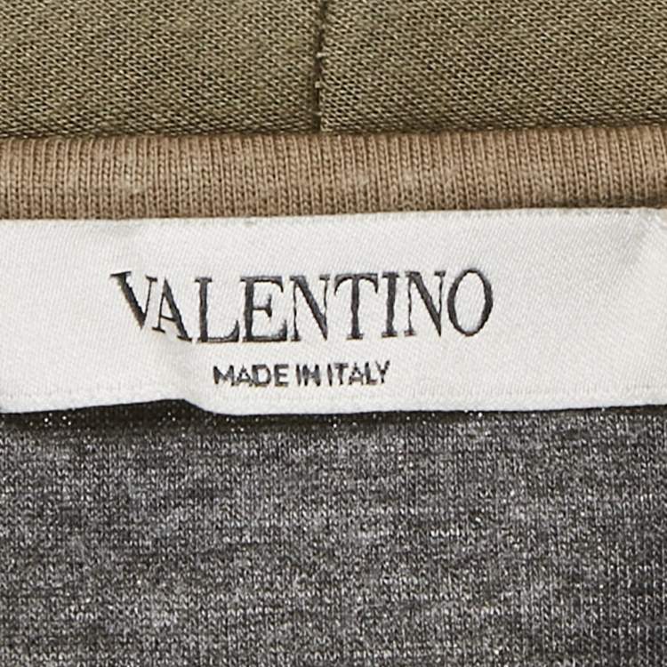 Pre Owned Valentino Green Eagle Applique Technical Jersey Sweatshirt L