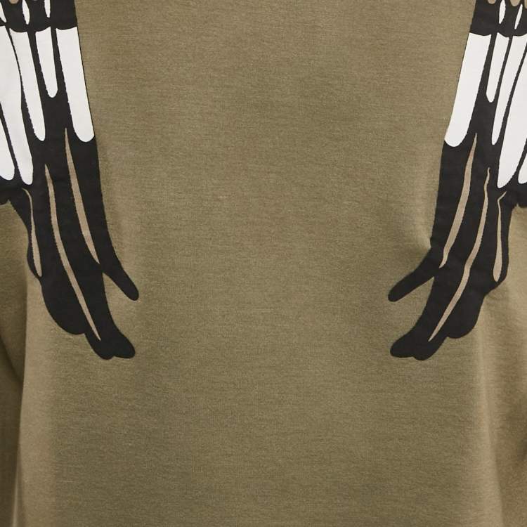 Pre Owned Valentino Green Eagle Applique Technical Jersey Sweatshirt L
