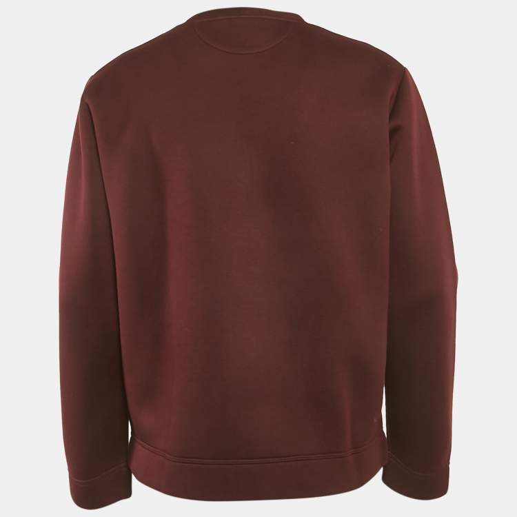 Pre Owned Valentino Burgundy Modal Knit Beaded Logo Detail Sweatshirt M
