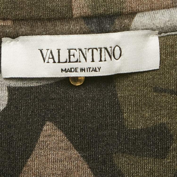 Pre Owned Valentino Green Camouflage Print Neoprene Sweatshirt M