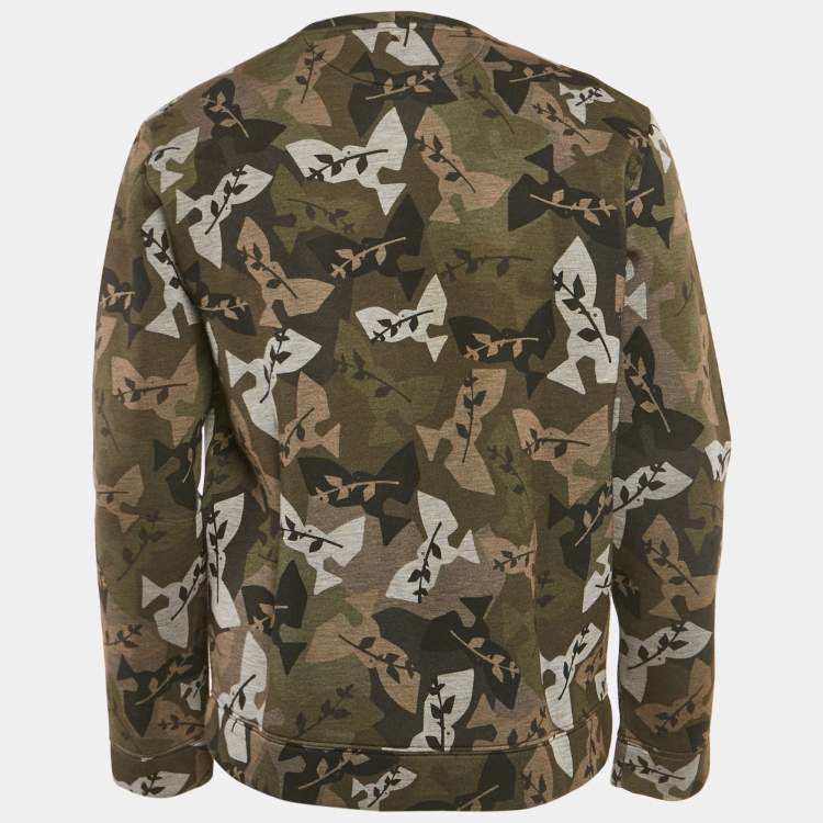 Pre Owned Valentino Green Camouflage Print Neoprene Sweatshirt M