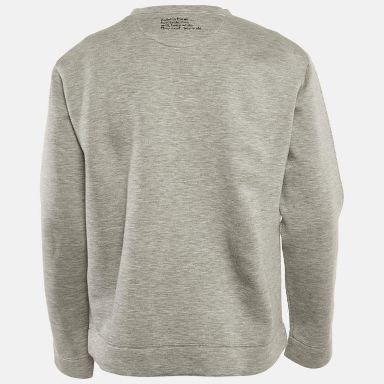 Pre Owned Valentino Grey Floral Print Neoprene Sweatshirt L