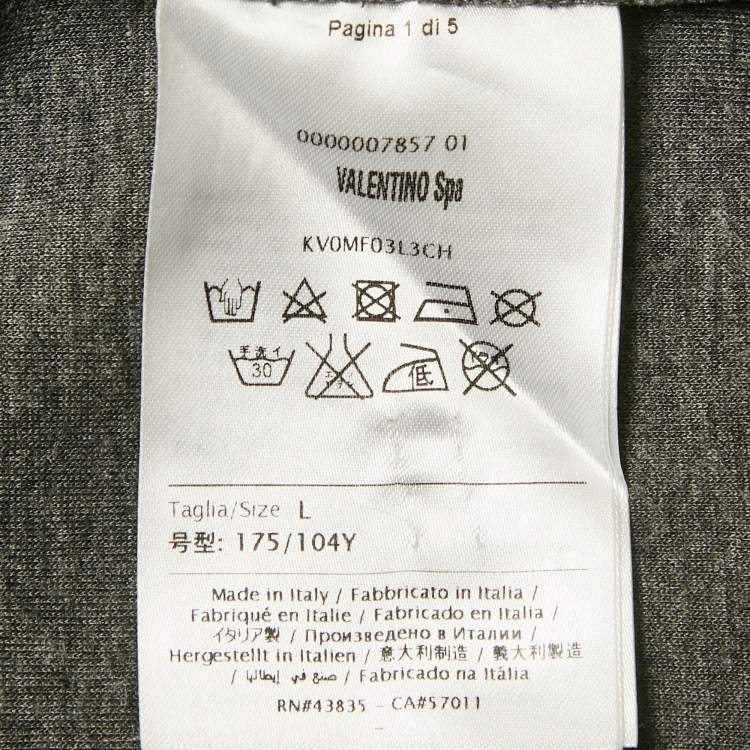 Pre Owned Valentino Grey Floral Print Neoprene Sweatshirt L