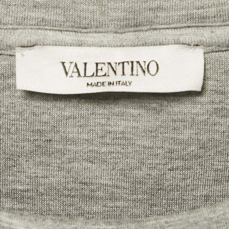 Pre Owned Valentino Grey Floral Print Neoprene Sweatshirt L