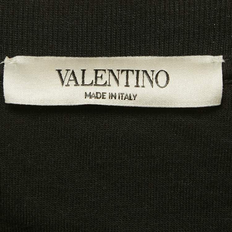 Pre Owned تي شيرت فالنتينو أسود قطن مطبوع تايم ترافلر أندركوفر مقاس متوسط