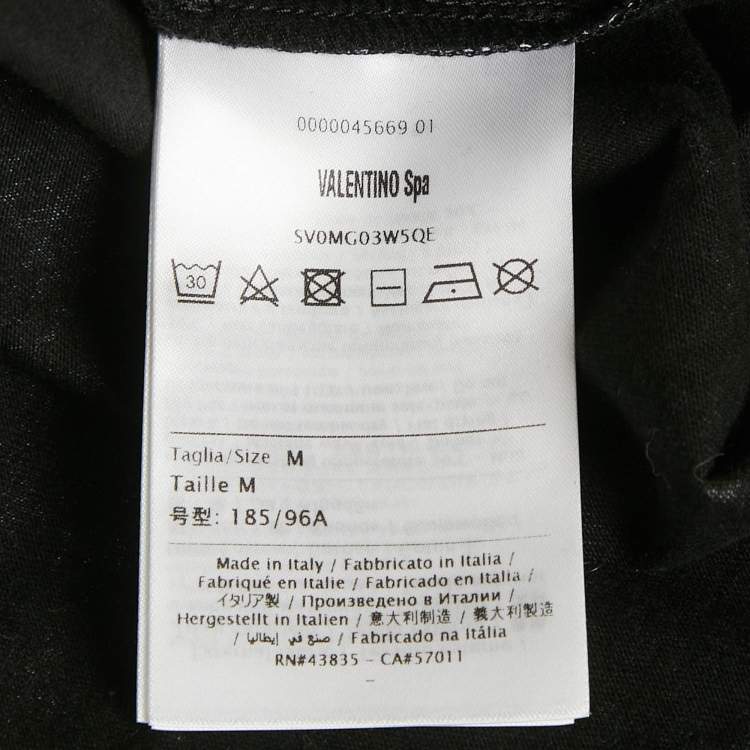 Pre Owned تي شيرت فالنتينو أسود قطن مطبوع تايم ترافلر أندركوفر مقاس متوسط