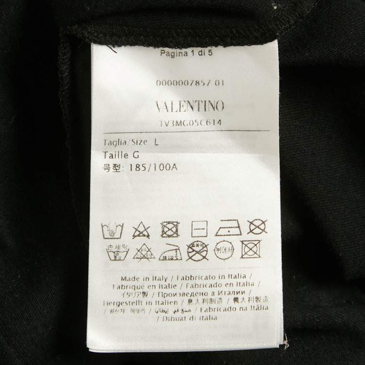Pre Owned Valentino Black Moon Dust Print Jersey Cotton T-Shirt L
