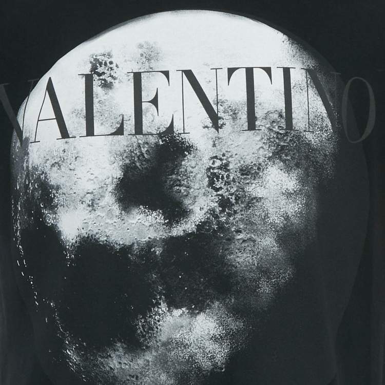 Pre Owned Valentino Black Moon Dust Print Jersey Cotton T-Shirt L