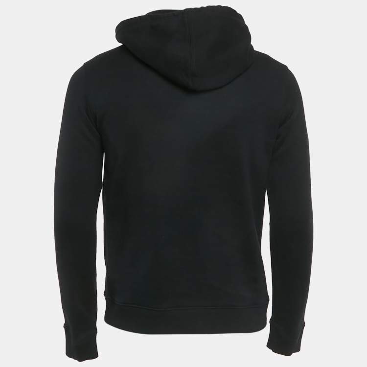 Pre Owned Valentino Black Logo Printed Cotton Knit Hoodie S