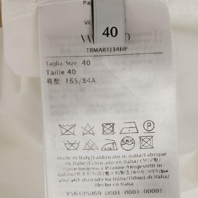 Pre Owned Valentino Le Blanc White Paneled Cotton Puff Sleeve Shirt L